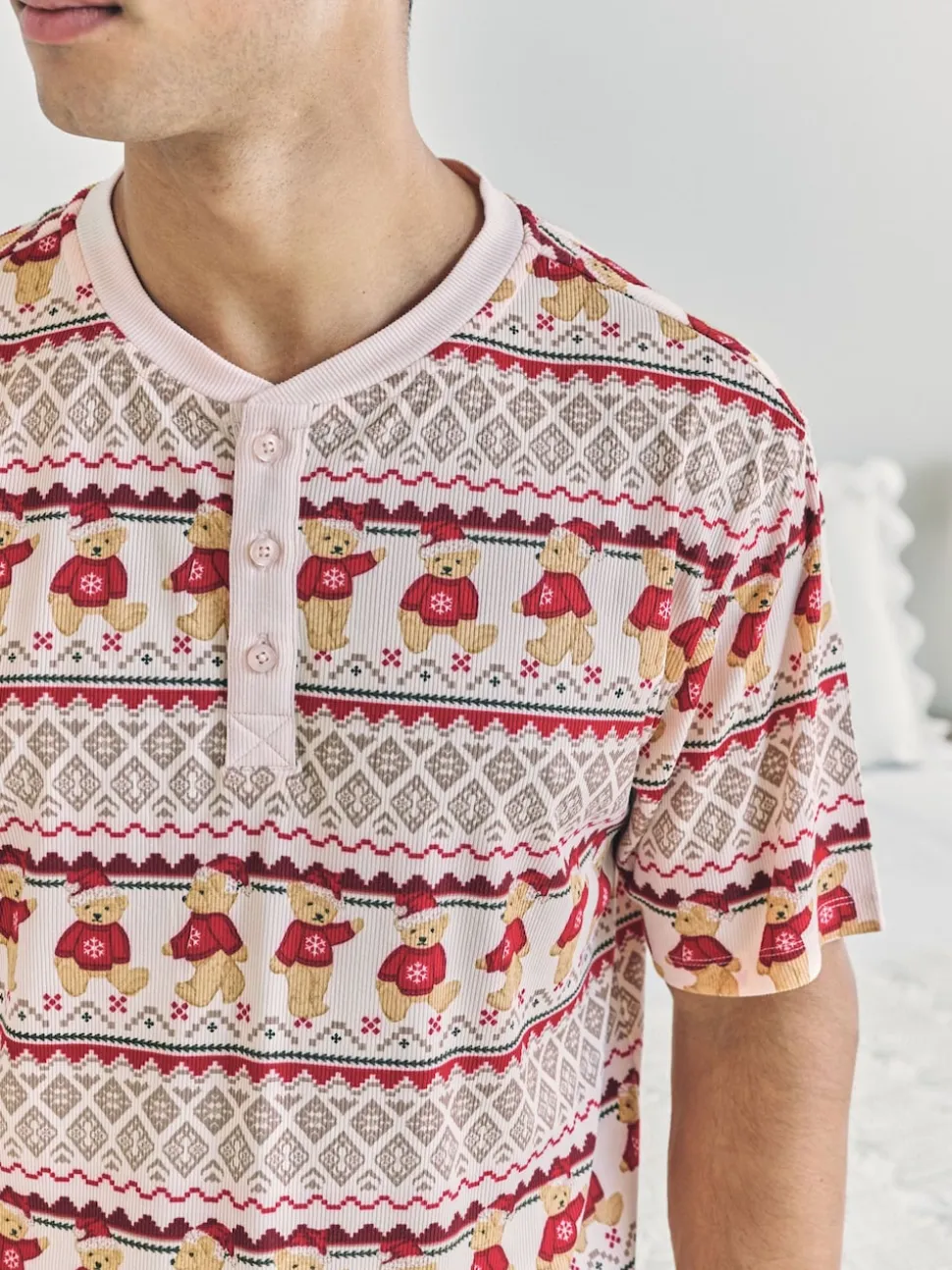 Chelsea Peers Natural The Bear Christmas Fair Isle Print Long Pyjamas Set