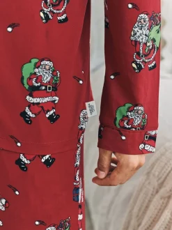 Chelsea Peers Red Christmas Santa Snowball Print Long Pyjamas Set