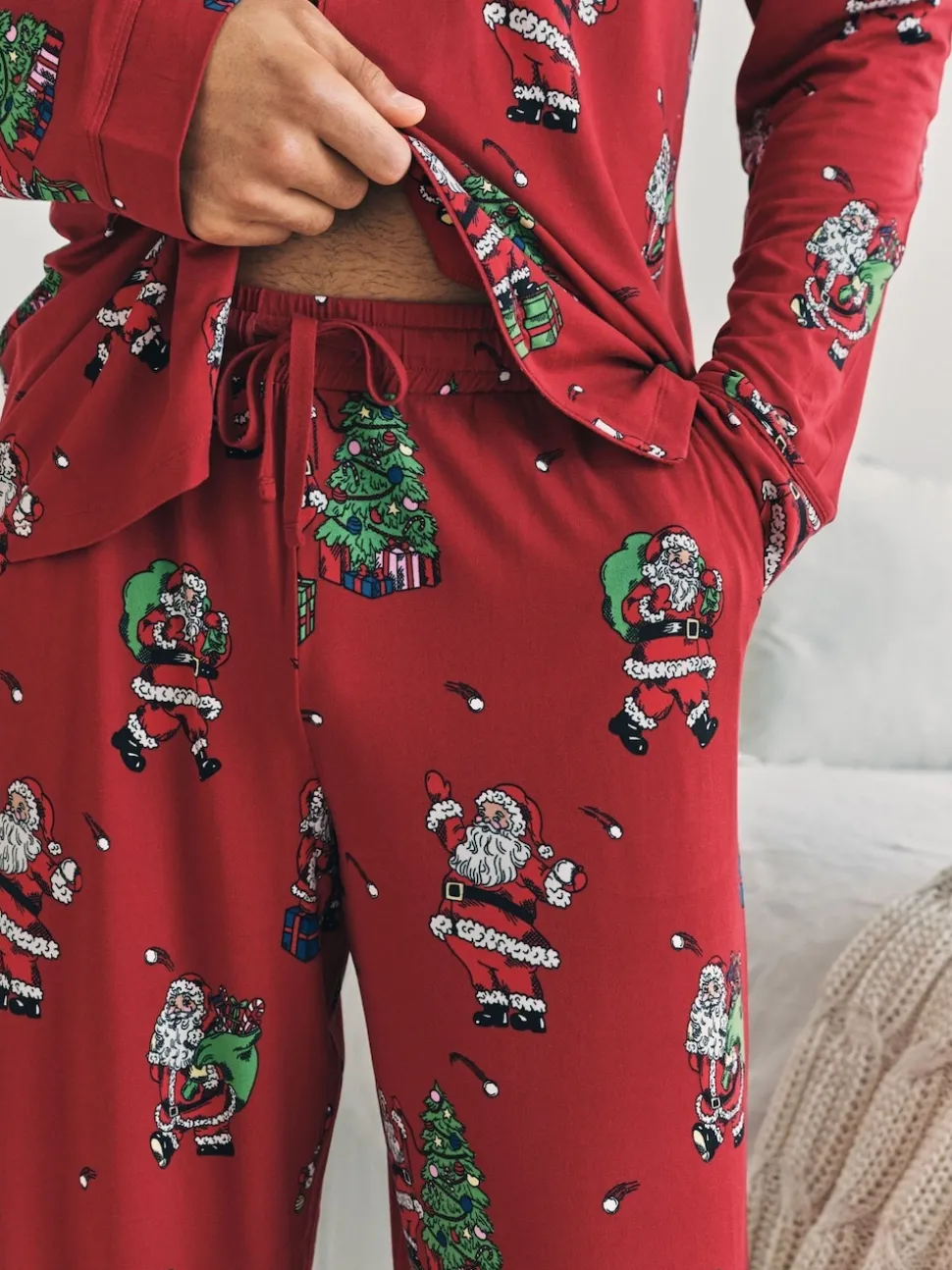 Chelsea Peers Red Christmas Santa Snowball Print Long Pyjamas Set
