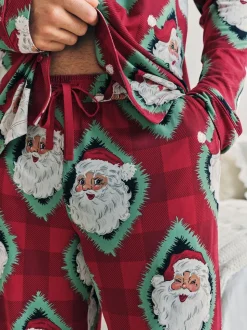 Chelsea Peers Red Christmas Jolly Santa Print Long Pyjamas Set