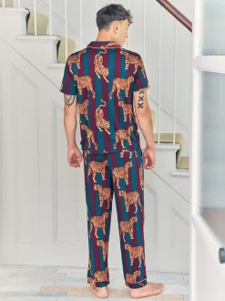 Chelsea Peers Red Tiger Stripe Print Long Pyjamas Set