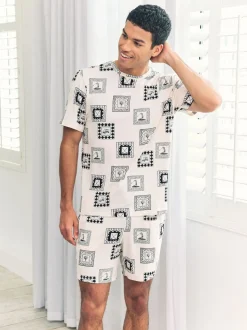 Chelsea Peers White Fairway Frames Print Short Pyjamas Set