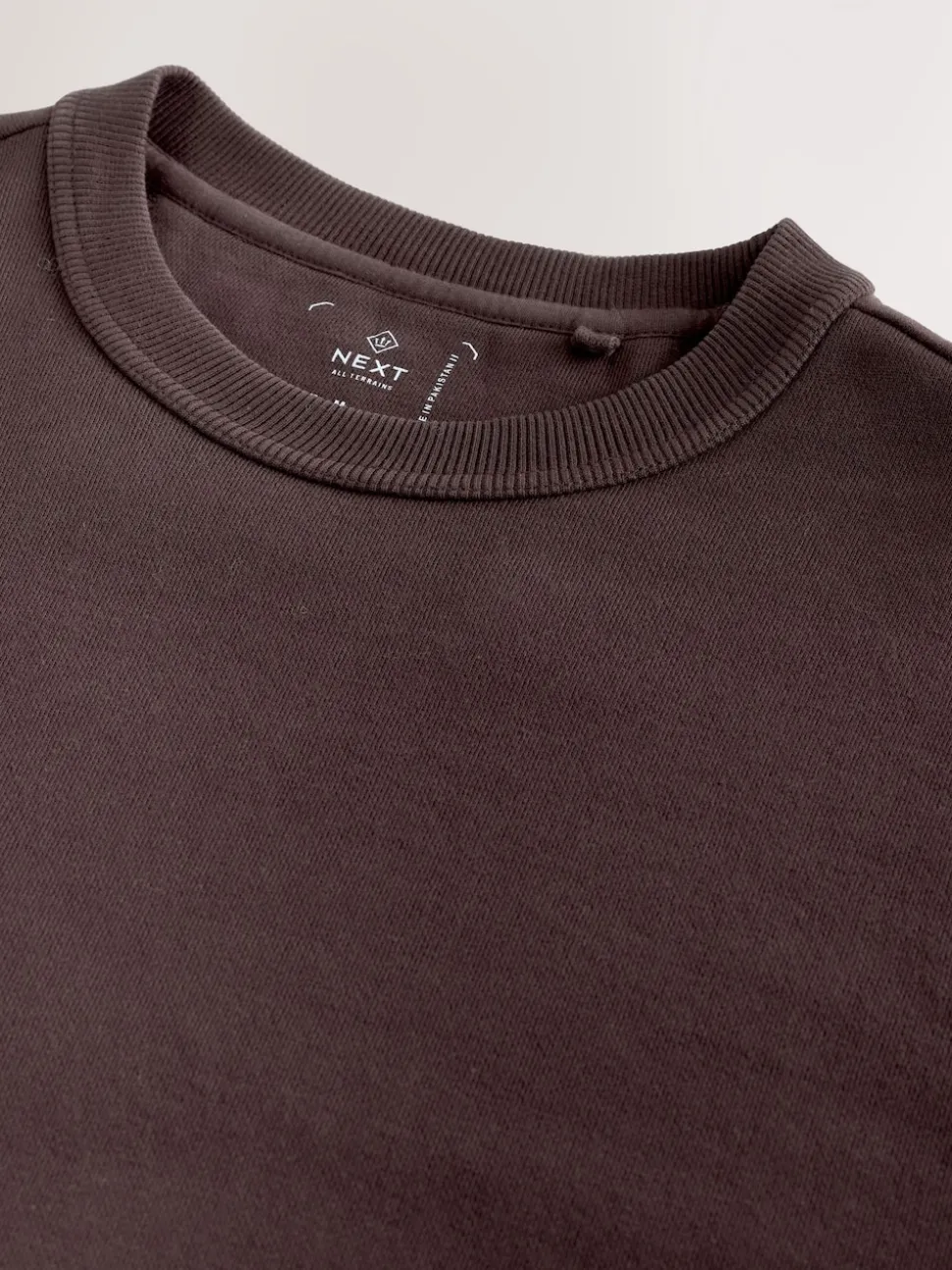 Chocolate Brown Garment Washed Utility Crew Neck Sweatshirt