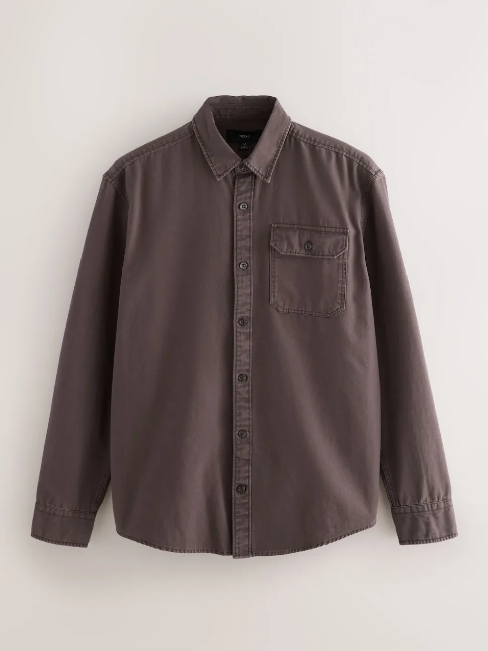 Chocolate Brown Long Sleeve Garment Dyed Oxford Shirt