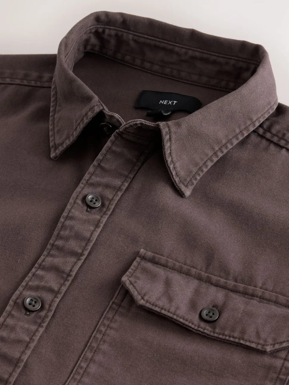 Chocolate Brown Long Sleeve Garment Dyed Oxford Shirt