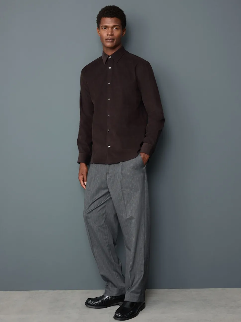 Chocolate Brown Long Sleeve Cord Shirt