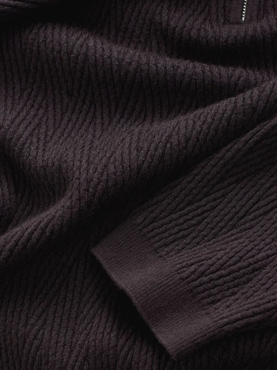 Chocolate Brown N.Premium Regular Fit Mid Weight Cable Quarter Zip Neck Jumper