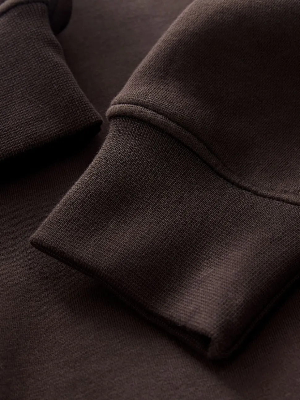 Chocolate Brown Quarter Zip Cotton Rich Jersey Sweatshirt