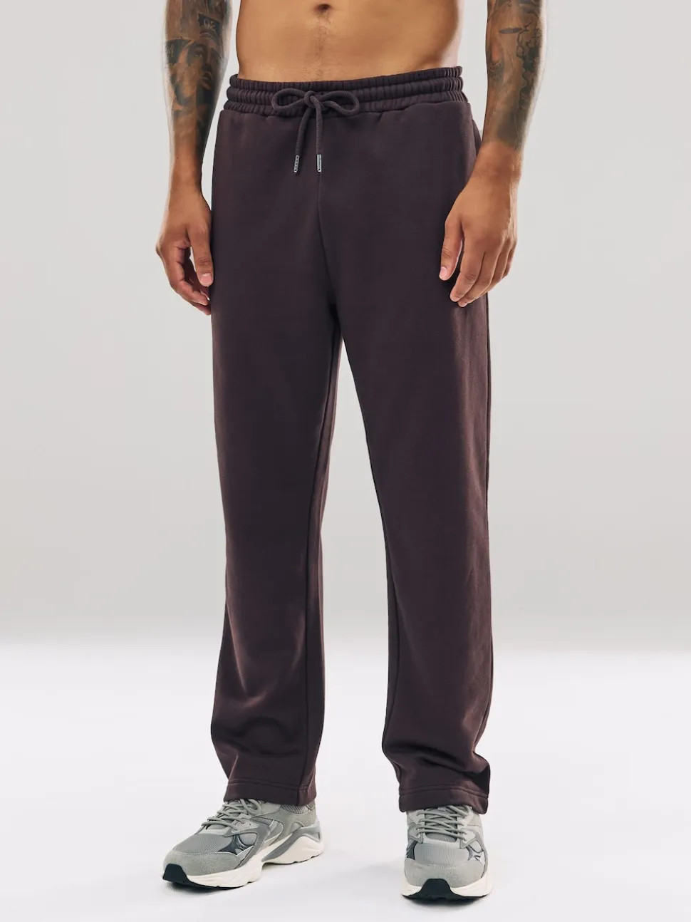 Chocolate Brown Straight Fit Brushback Heavyweight Joggers