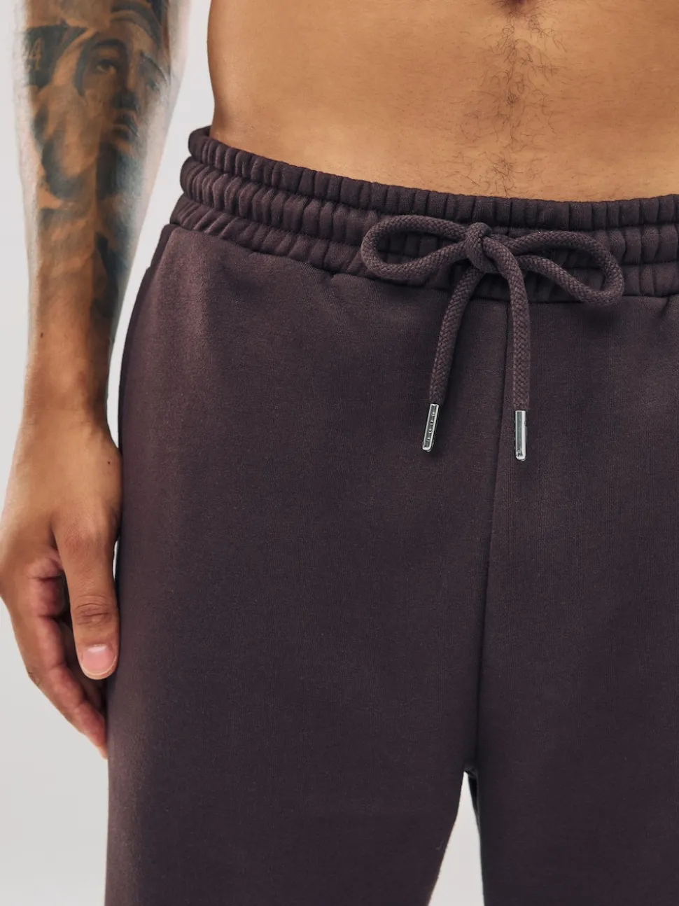 Chocolate Brown Straight Fit Brushback Heavyweight Joggers
