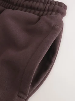 Chocolate Brown Straight Fit Brushback Heavyweight Joggers