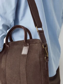 Chocolate Brown Suede Briefcase