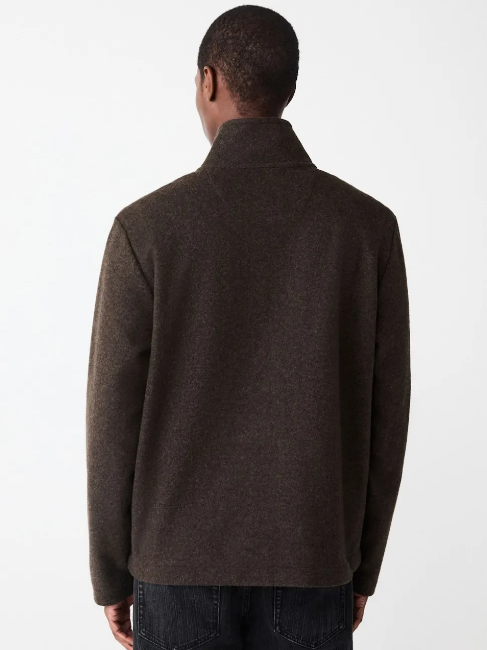 Chocolate Brown Wool Look Zip Through Funnel Fleece