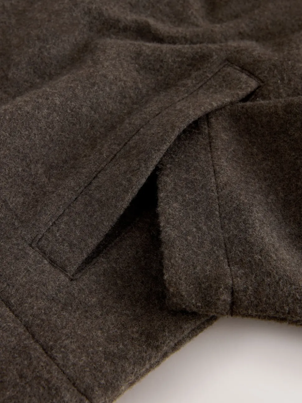 Chocolate Brown Wool Look Zip Through Funnel Fleece