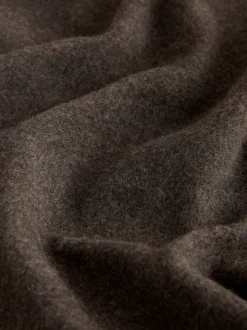 Chocolate Brown Wool Look Zip Through Funnel Fleece