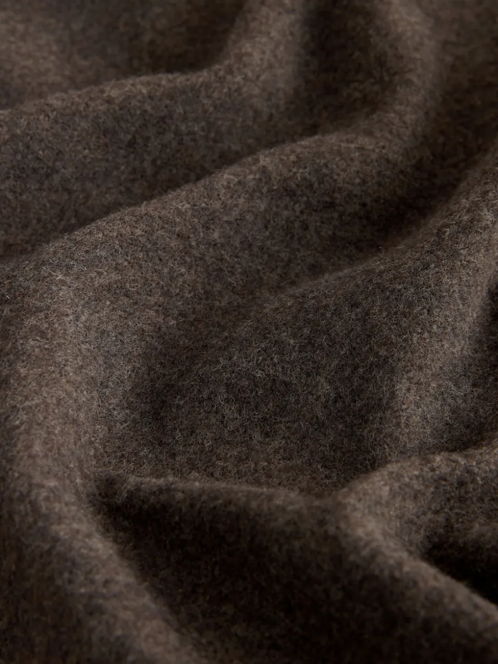 Chocolate Brown Wool Look Zip Through Funnel Fleece