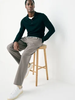 Clay Relaxed Tapered Fit Twin Pleated Stretch Chinos Trousers