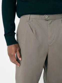 Clay Relaxed Tapered Fit Twin Pleated Stretch Chinos Trousers