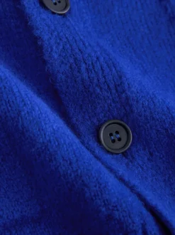 Cobalt Blue Regular Fit Embroidered Chest Motif Cardigan