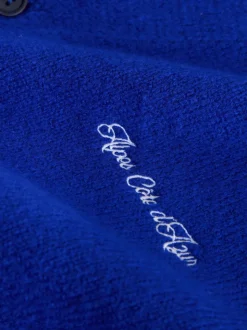 Cobalt Blue Regular Fit Embroidered Chest Motif Cardigan