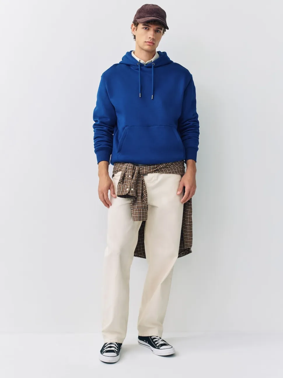 Cobalt Blue Regular Fit Heavyweight Cotton Rich Jersey Hoodie