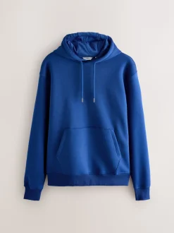 Cobalt Blue Regular Fit Heavyweight Cotton Rich Jersey Hoodie
