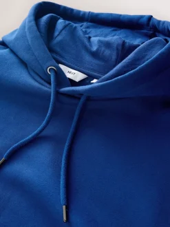 Cobalt Blue Regular Fit Heavyweight Cotton Rich Jersey Hoodie