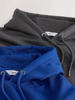 Cobalt Blue/Slate Grey Cotton Rich Jersey Overhead Hoodies 2 Pack