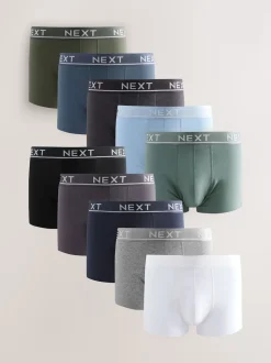 Core Grey/Green 10 pack Cotton Rich Blend Hipsters Boxers