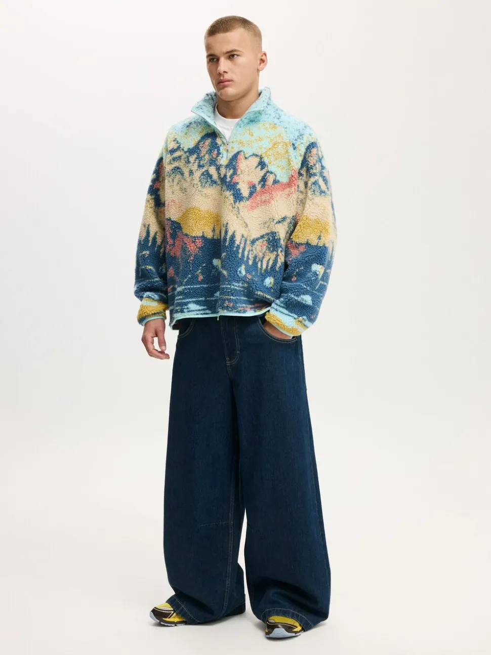 Cotton On Blue Quarter Zip Teddy Fleece