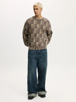 Cotton On Brown Garage Knit Jumper