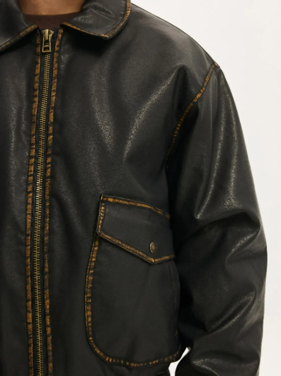 Cotton On Brown Vintage Faux Leather Bomber Jacket