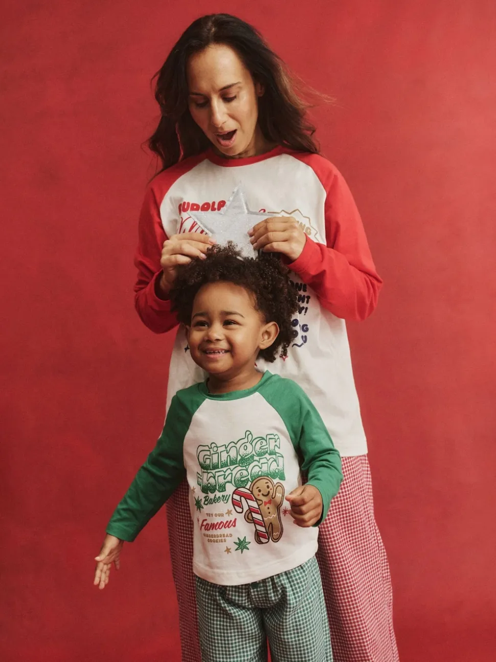 Cotton On Green Adult Matching Family Christmas Raglan Long Sleeve Pyjamas Set