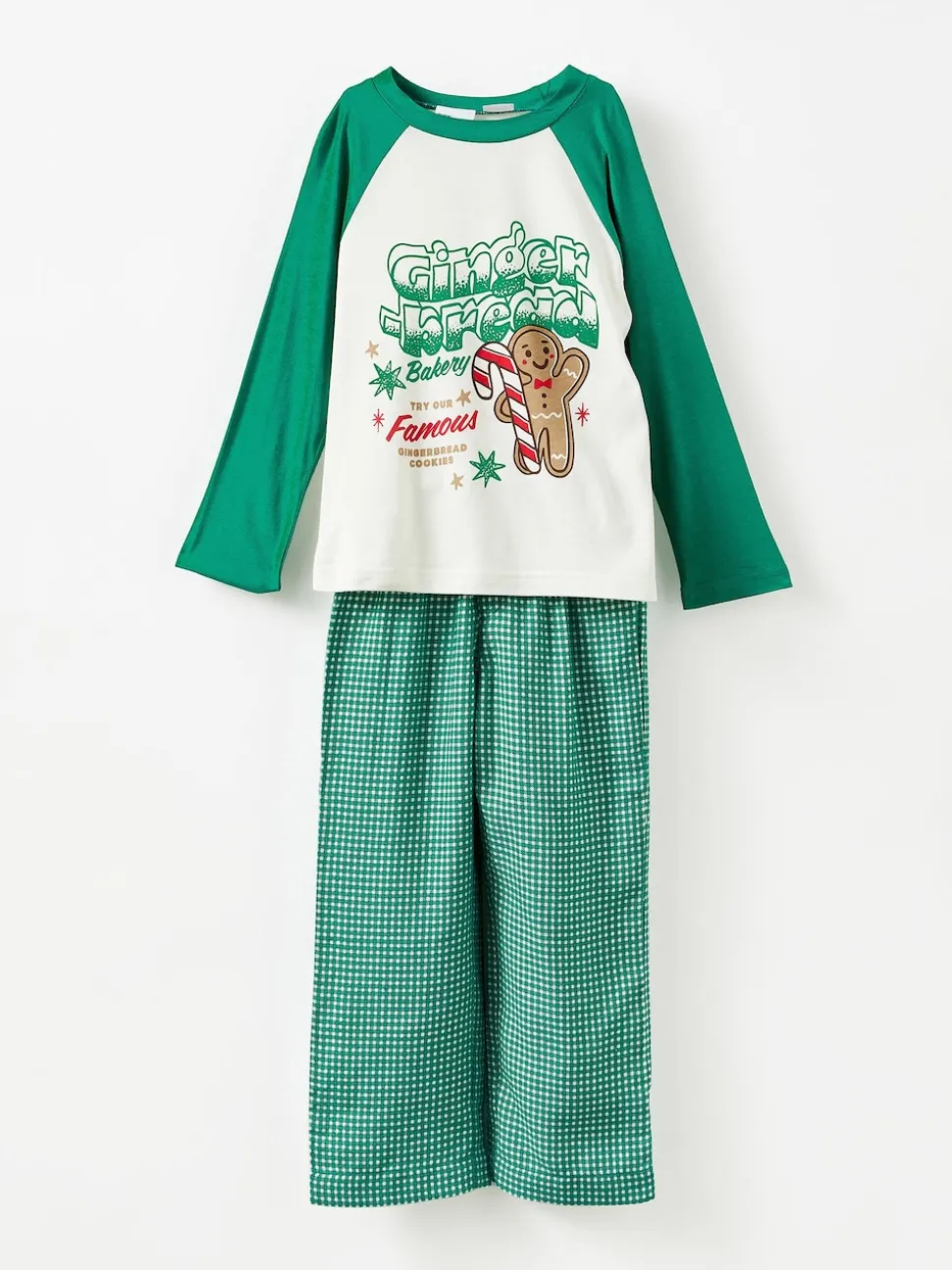 Cotton On Green Adult Matching Family Christmas Raglan Long Sleeve Pyjamas Set