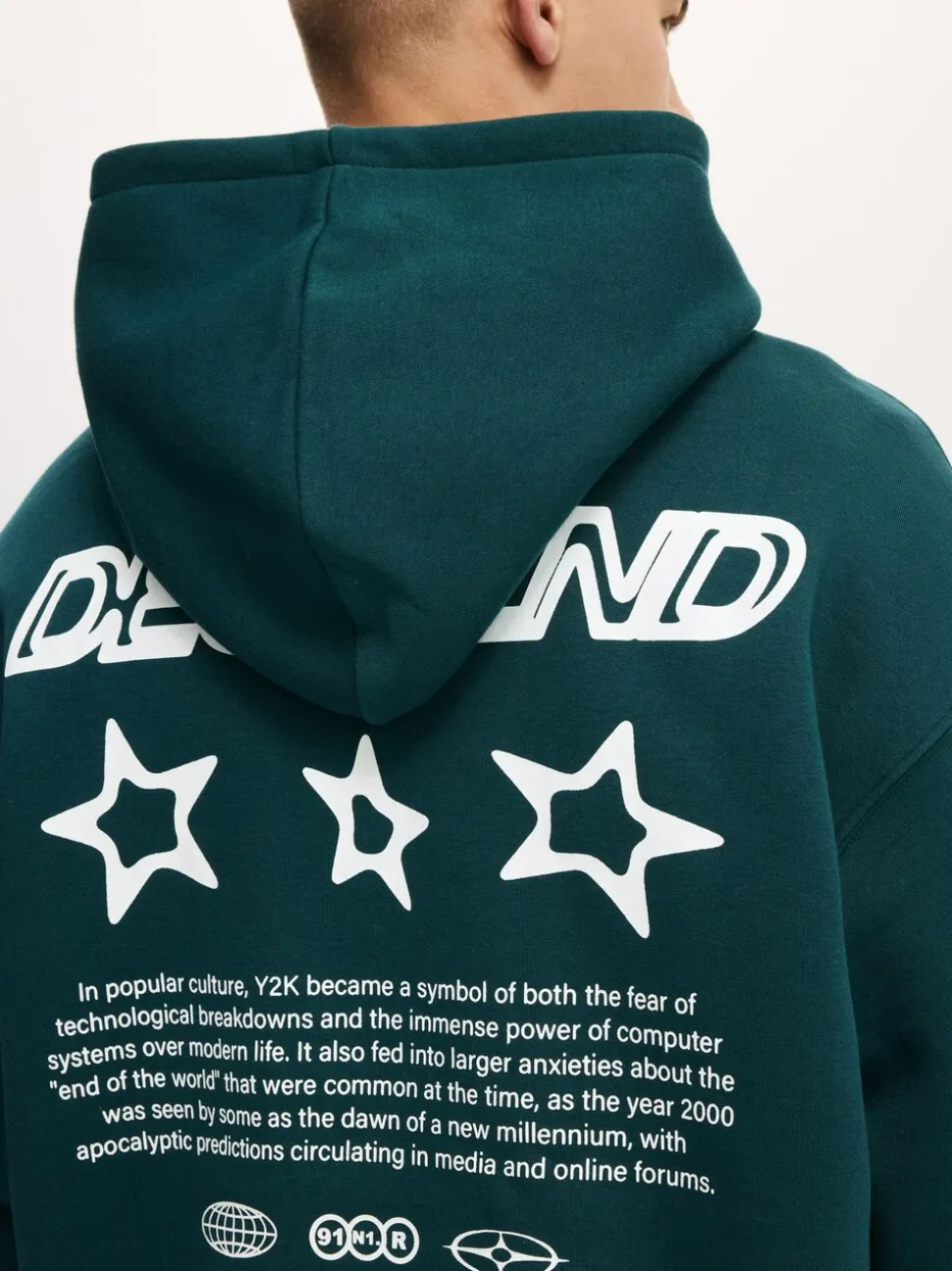 Cotton On Green Box Fit Graphic Hoodie