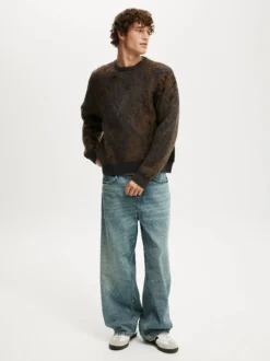 Cotton On Grey Box Fit Fuzzy Crew Neck Knit Jumper