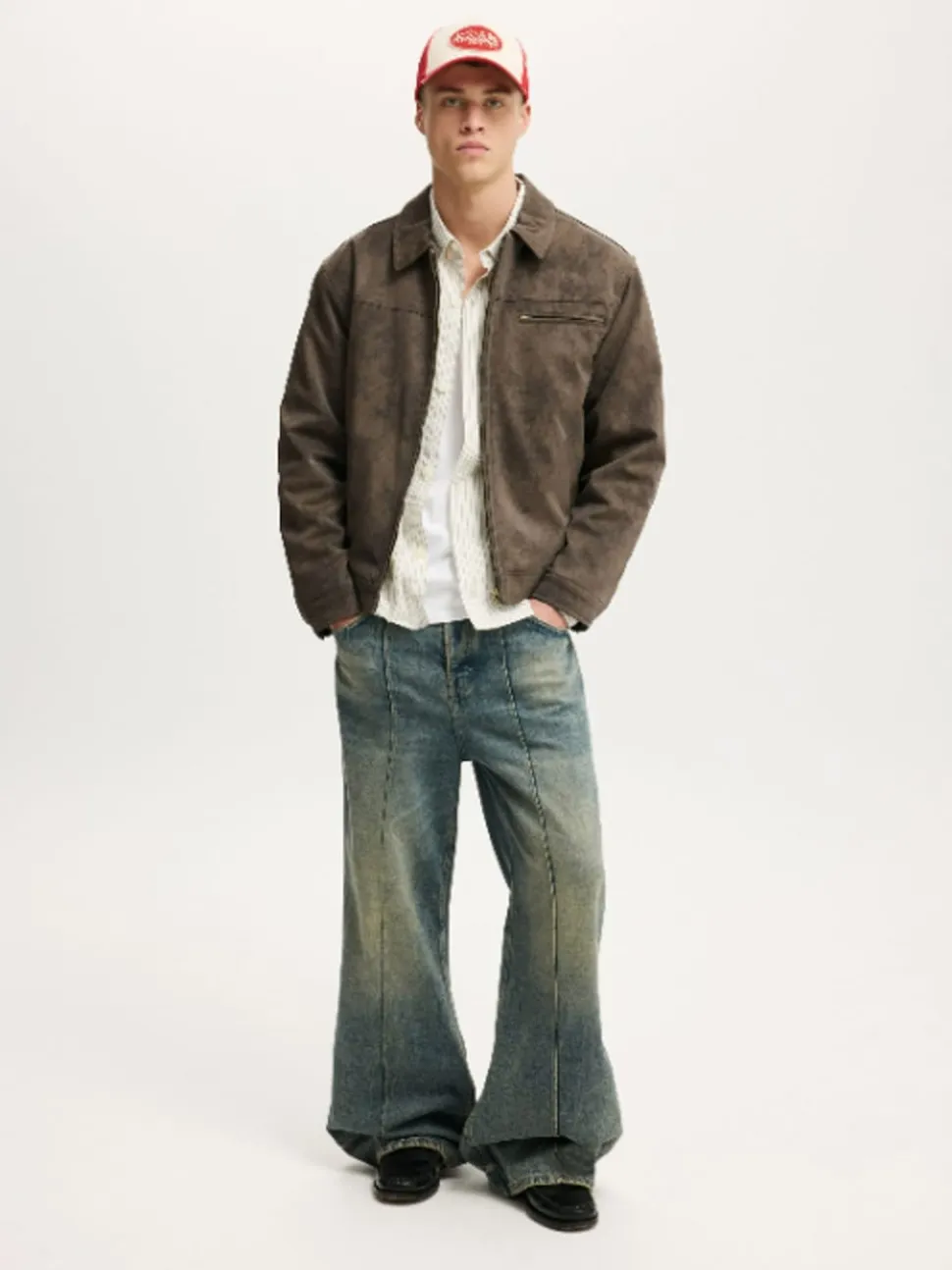 Cotton On Grey Cropped Faux Suede Harrington Jacket