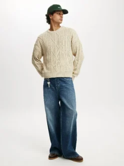 Cotton On Natural Cable Knit Crew Jumper