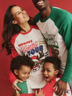 Cotton On Red Adult Matching Family Christmas Raglan Long Sleeve Pyjamas Set