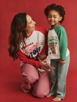 Cotton On Red Adult Matching Family Christmas Raglan Long Sleeve Pyjamas Set