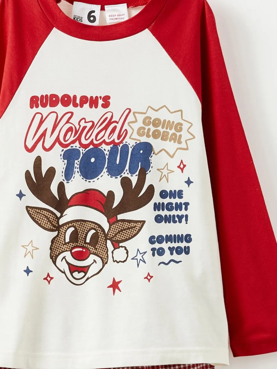 Cotton On Red Adult Matching Family Christmas Raglan Long Sleeve Pyjamas Set