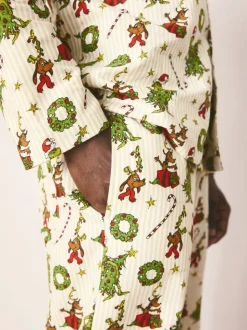 Cream Grinch Matching Family Christmas Button Through Pyjamas
