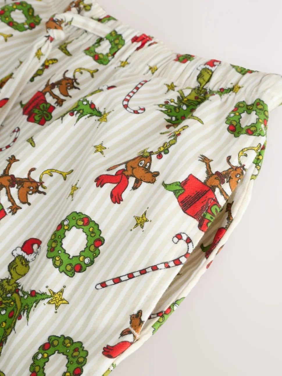 Cream Grinch Matching Family Christmas Button Through Pyjamas