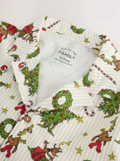 Cream Grinch Matching Family Christmas Button Through Pyjamas