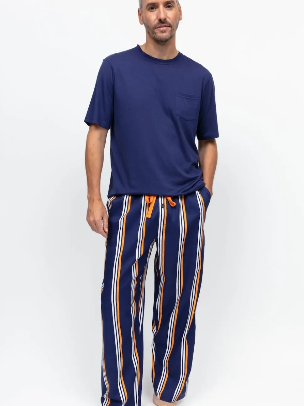 Cyberjammies Blue Jersey Top & Printed Stripe Pyjamas Set