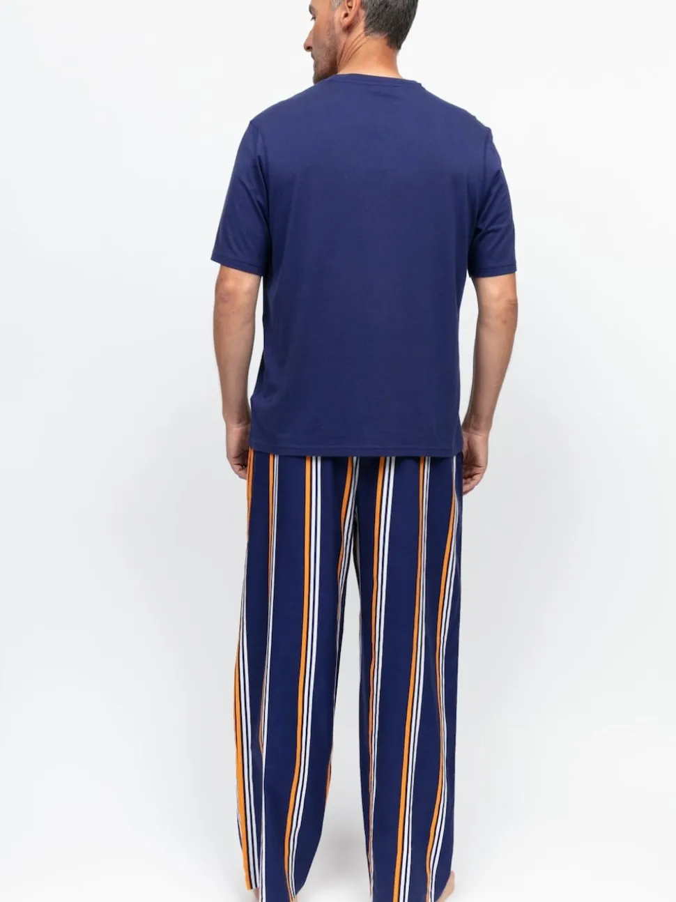 Cyberjammies Blue Jersey Top & Printed Stripe Pyjamas Set