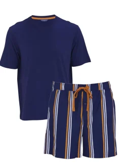 Cyberjammies Blue Jersey Top & Printed Stripe Shorts Set
