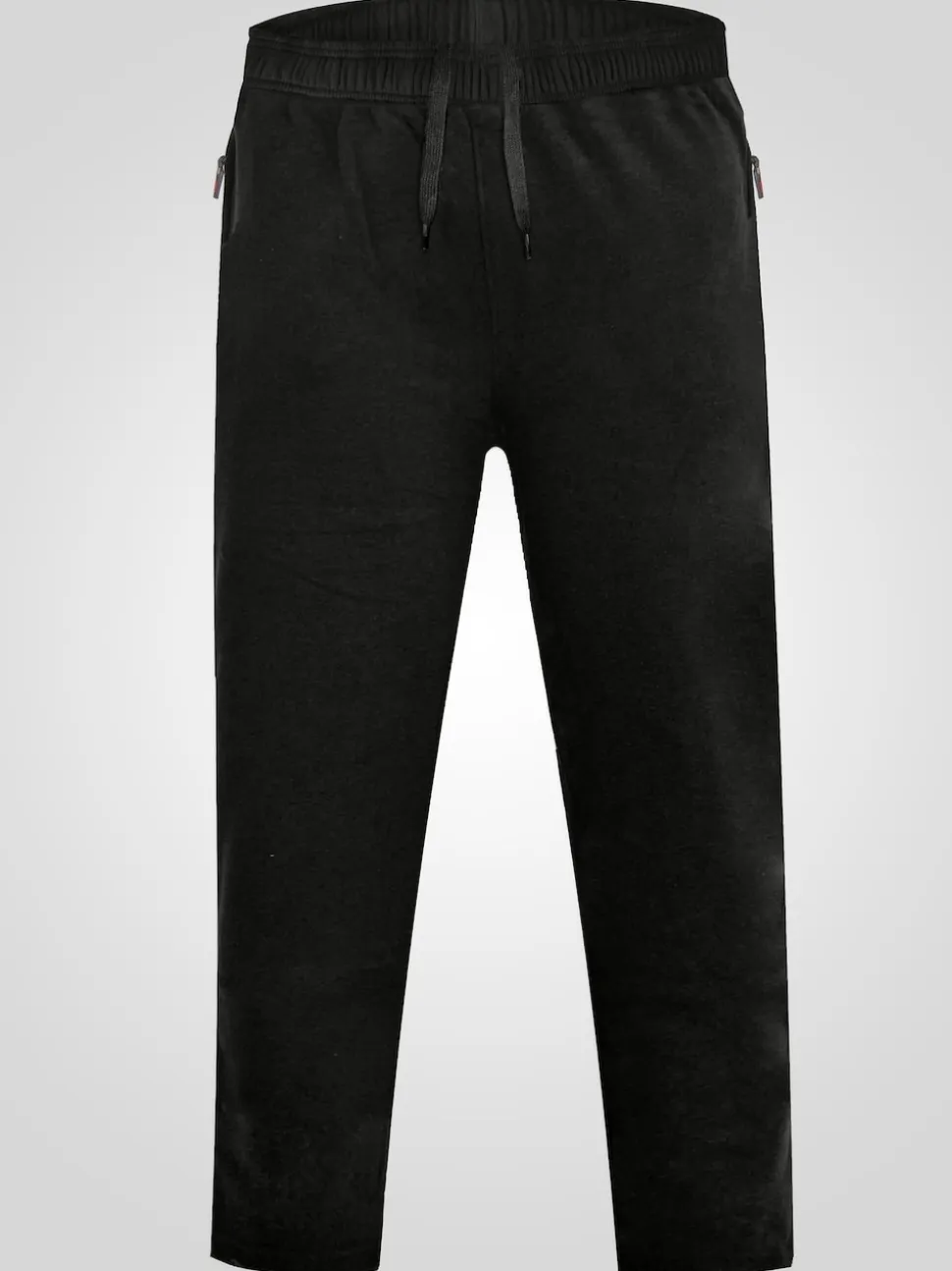 D555 Black ALBERT Jogging Bottoms With Open Hem and Zipper Pockets
