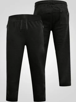 D555 Black ALBERT Jogging Bottoms With Open Hem and Zipper Pockets