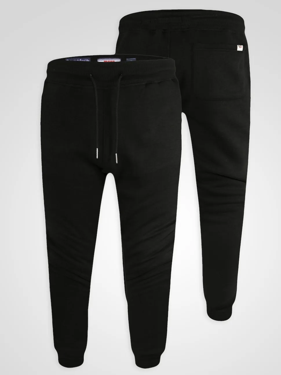 D555 Black BRANDON Cuffed Joggers With Side Pockets And Drawcord